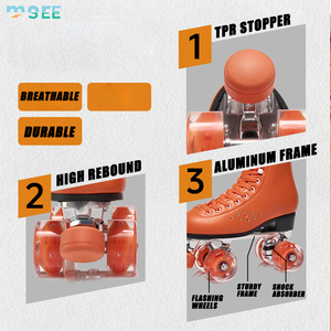 Patins à roulettes classiques Seemore ODM/OEM en daim rétro pour intérieur/extérieur, double rangée ABEC-7, sans roues lumineuses - Product Image 3