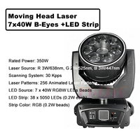 FEIYUEYUE DMX 7x40W LED RGBW Moving Head Bee Eyes + 8W Laser RGB en alliage d'aluminium 350W pour événements scéniques/clubbing/fêtes