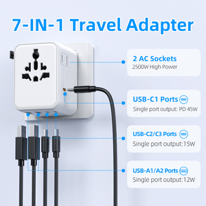 Adattatore da Viaggio Universale Compatto PD 45W con Materiale GaN per Fotocamera e <span class=keywords><strong>iPhone</strong></span>, Cavo di Ricarica + Adattatore USB a USB-<span class=keywords><strong>C</strong></span> - Product Image 2