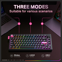 ONIKUMA Keyboard nirkabel MT706, papan ketik mekanik kenop Volume Drive ganda sumbu satelit dikembangkan sendiri 81 tombol