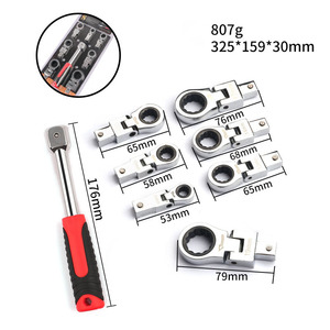 Juego de 8/9/20 piezas de Llave de trinquete de cabeza móvil desmontable, herramienta de llave de engranaje semiautomática para reparación de vehículos - Product Image 4