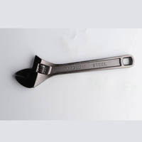 Clé à molette réglable en nickel noir avec trou carré, outil robuste pour atelier, mécanique et plomberie