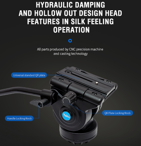 Soporte panorámico profesional trípode cabeza hidráulica fluida trípode de <span class=keywords><strong>fibra</strong></span> de carbono soporte DSLR cámara <span class=keywords><strong>y</strong></span> vídeo 360 trípode para móvil - Product Image 5