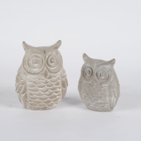 Sculptures rustiques Lianda en ciment pour décoration intérieure, table d'appoint avec hibou, figurines et bibelots pour la maison et le bureau