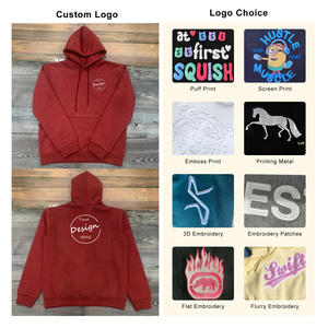 Felpe con cappuccio 320 GSM in morbido cotone con Logo personalizzato felpe con cappuccio da <span class=keywords><strong>uomo</strong></span> semplici felpe rosse stampa serigrafia essenziali invernali - Product Image 2