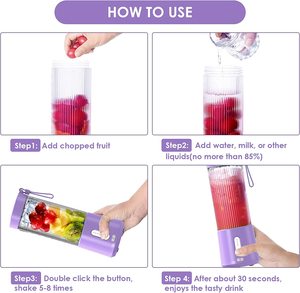 Blender portable 450 ml en gros – Mixeur puissant à 6 lames pour la maison, le bureau et la voiture – Appareil à smoothies domestique - Product Image 6