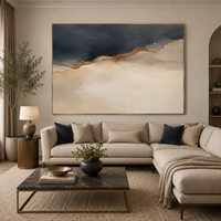 Peinture murale abstraite minimaliste de luxe, paysage neutre sur toile, œuvre d'art moderne à lignes épurées, décoration intérieure design pour la maison