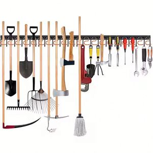 Organisateur d'outils de jardin en métal, organisateur d'outils de garage réglable, organisateurs de garage à fixation murale, supports de rangement avec crochets robustes - Product Image 2