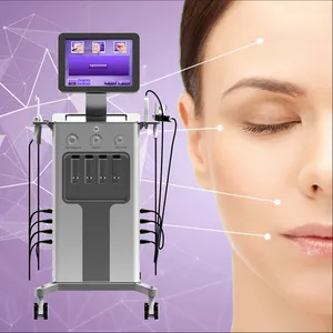 Mesin mikrodermabrasi wajah frekuensi tinggi, 9 pegangan untuk pembersihan wajah dalam dengan teknologi rf vakum lampu led