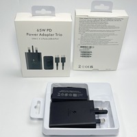 Charger USB C PD Universal 65W 3 Port, Adaptor Daya Cepat untuk Perjalanan, Colokan UK US EU, Penggunaan Global untuk Samsung Galaxy S22-S26