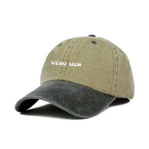 OEM/ODM New Style Washed Cloth Logo Custom Design 2 Tone Summer Outdoor Sports Baseball Hat Cap With Adjustable Metal Buckle