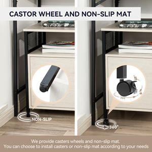 Armoire de rangement de bureau en bois à roulettes, trois niveaux, étagères réglables, résistante à l'eau, organisateur multifonctionnel pour documents - Product Image 5