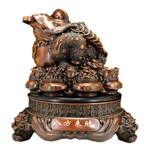 2023 chinois Feng Shui chanceux résine artisanat décor à la maison bois Fortune argent or crapaud trois pieds crapaud grenouille crapaud Statue