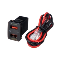 Adaptateur de chargeur de voiture double USB QC avec voltmètre 12-24V LED, accessoires de voiture 33mm*23mm