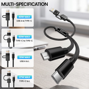 สายชาร์จอเนกประสงค์ B36-2 Heavy Duty 4 in 1 60W PD พร้อมหน้าจอ LED แสดงกำลังไฟแบบดิจิตอล รองรับการถ่ายโอนข้อมูล 480Mbps สำหรับ<span class=keywords><strong>โทรศัพท์</strong></span> - Product Image 5
