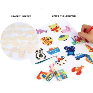 Kits de pochoirs de transport safari pour enfants deluxe en bois en plastique arts et artisanat dessin alphabet lettre animal