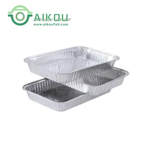 Foil food packaging 2200ml takeout container aluminum foil laminated takeaway restaurant keep warming aluminum boxes