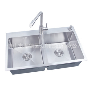Évier de cuisine à double bac en acier inoxydable 304 A-8248, surface polie, facile à nettoyer - Product Image 1