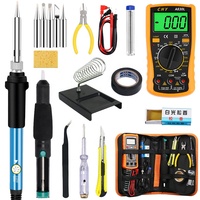 Fer à souder électrique chauffé internement 110V/220V 60W, kit de fer à souder avec sac en PU, 19 pièces, 250C-450C, poignée crayon