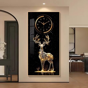 <span class=keywords><strong>Quadro</strong></span> di Lusso in Porcellana con Cristalli e Luce LED, Orologio con <span class=keywords><strong>Cervo</strong></span> in Strass per Soggiorno, Camera da Letto e Arredamento Casa - Product Image 4
