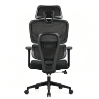Chaise de bureau ergonomique haut de gamme en maille avec dossier réglable, support lombaire, appui-tête et dossier haut pivotant pour ordinateur