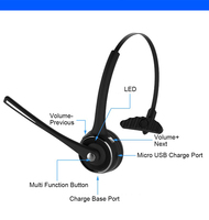Casque sans fil mains libres, casque Bluetooth avec bouton de sourdine pour téléphones portables, camionneur de bureau à domicile d'affaires, nouvel arrivage
