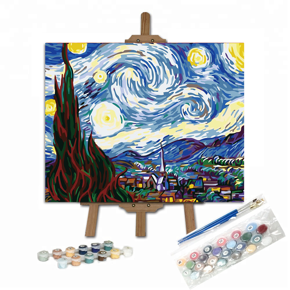 カラフルな塗りつぶしDIY絵画キャンバスセット数字によるアート
