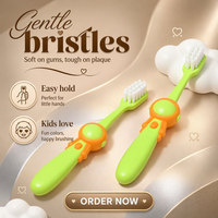 Brosse à dents pour bébé avec logo imprimé sur la poignée, poils doux, OEM, marque privée, brosse manuelle