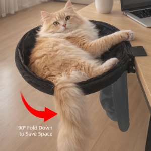 Cama Plegable <span class=keywords><strong>para</strong></span> Gatos, Montable en Escritorio, Ahorra Espacio, <span class=keywords><strong>Hamaca</strong></span> <span class=keywords><strong>para</strong></span> Gatos con Abrazadera, Resistente, 20 kg, Felpa Suave, Lavable, Plegable, <span class=keywords><strong>Nido</strong></span> <span class=keywords><strong>para</strong></span> Gatos de Oficina - Product Image 3