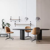 Luxe Moderne Côtelé Ovale Table À Manger Carré En Bois Mélaminé MDF Meubles Ensemble pour Restaurant Maison Hôtels Aussi Cuisine Hôpital