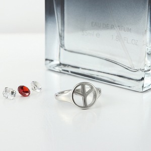 yunnique Peace Symbol <b>Ring</b> <b>Titanium</b> Steel Hollow Geometric Design Women's Fashion Jewelry Gift Silver Color 210130 - Product Image 3
