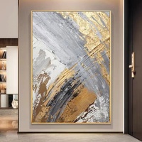 Art mural Décoration intérieure Luxe Grande œuvre d'art abstraite en feuille d'or Artisanat artisanal Or 100% Peint à la main Toile moderne Emballage personnalisé Fait à la main