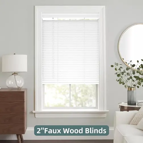 תריסי עץ מלאכותי PVC וונציאני בצבע מותאם אישית עם 2 אינץ' לחלון