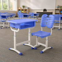 Ensemble de bureau et chaise d'écolier ergonomique pour un seul élève, avec hauteur réglable, dossier solide et structure métallique pour l'apprentissage en classe