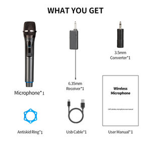 Nuevo Micrófono Cardioide Profesional de Mano W102-1 - Metálico y de Plástico con Cancelación de Ruido, Alcance de 200 Pies, Inalámbrico UHF para Exteriores - Product Image 5