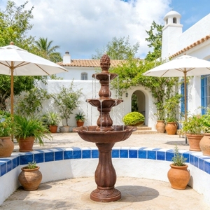 Air Mancur Taman Dekoratif Resin 3 Tingkat Portabel Tenaga Surya Buatan Tangan untuk Mandi Burung - Product Image 6