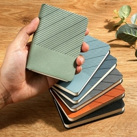 Carnet Mini Slim Rayé en Cuir PU avec Coutures, 100 Feuilles Lignées, Marque-page, 3 Tailles pour l'École, le Bureau et les Notes Quotidiennes