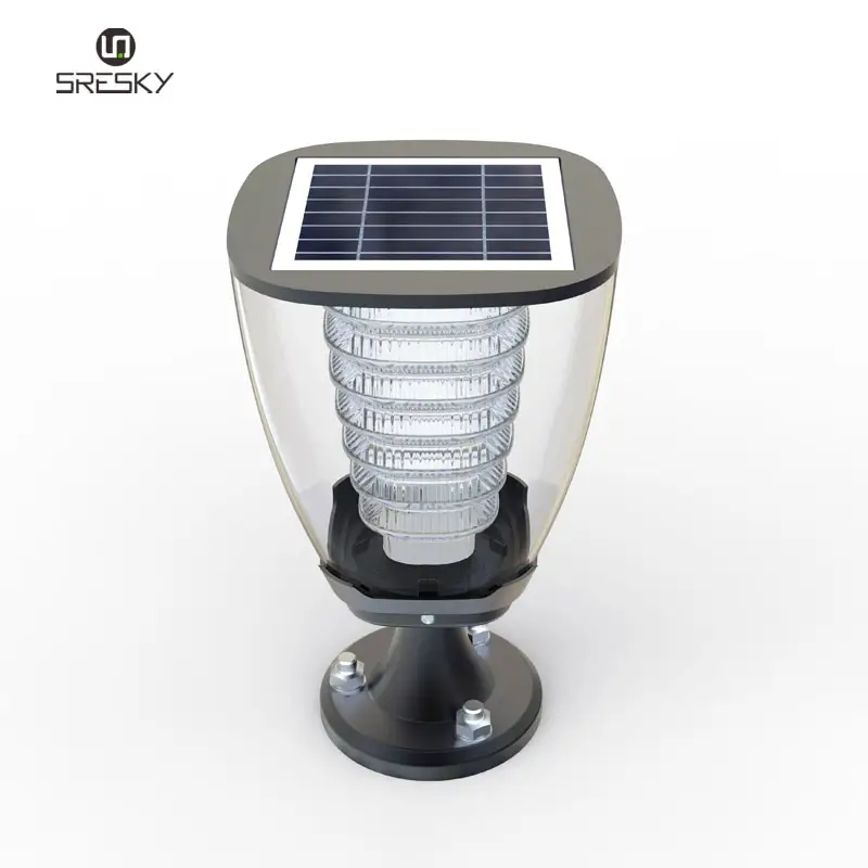 Garden solar led pillar light Solar Powered Outdoor waterproof decoration and lighting all in one lamp