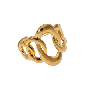 Anello a maglie geometriche di alta qualità in oro placcato in acciaio inox anello aperto da donna - Product Image 1