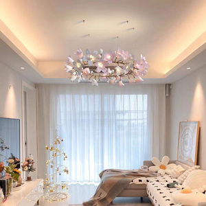 Moderno bambino rosa rame Magnolia fiore lampadario a sospensione luce di lusso camera da letto luci soggiorno sala da pranzo arte lampade a sospensione - Product Image 3