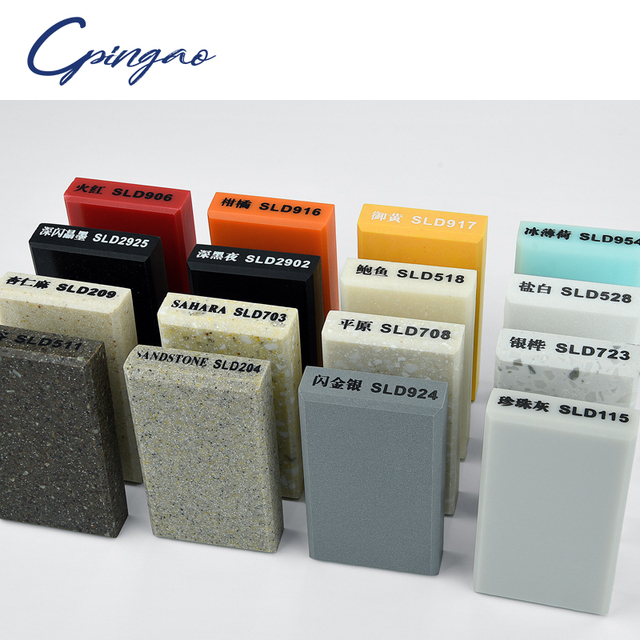 Cpingao Artificial Marble Texture Acrylic Solid Surface Corians Sheet for Countertop