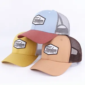 Gorras de 6 paneles personalizadas, parche bordado deportivo, gorra de malla de algodón, gorra de camionero