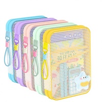 Carpeta de Archivos de Malla Extra Gruesa A4, Portadocumentos Transparente con Cierre, Organizador Portátil para Estudiantes, Tutorías, Exámenes de Secundaria, Unisex