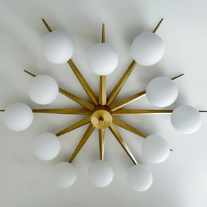 Lámpara de Techo Sputnik Moderna de Mediados de Siglo, Dorada, con Globos de Vidrio Esmerilado, de Hierro, para Sala de Estar, Restaurante, LED - Product Image 4