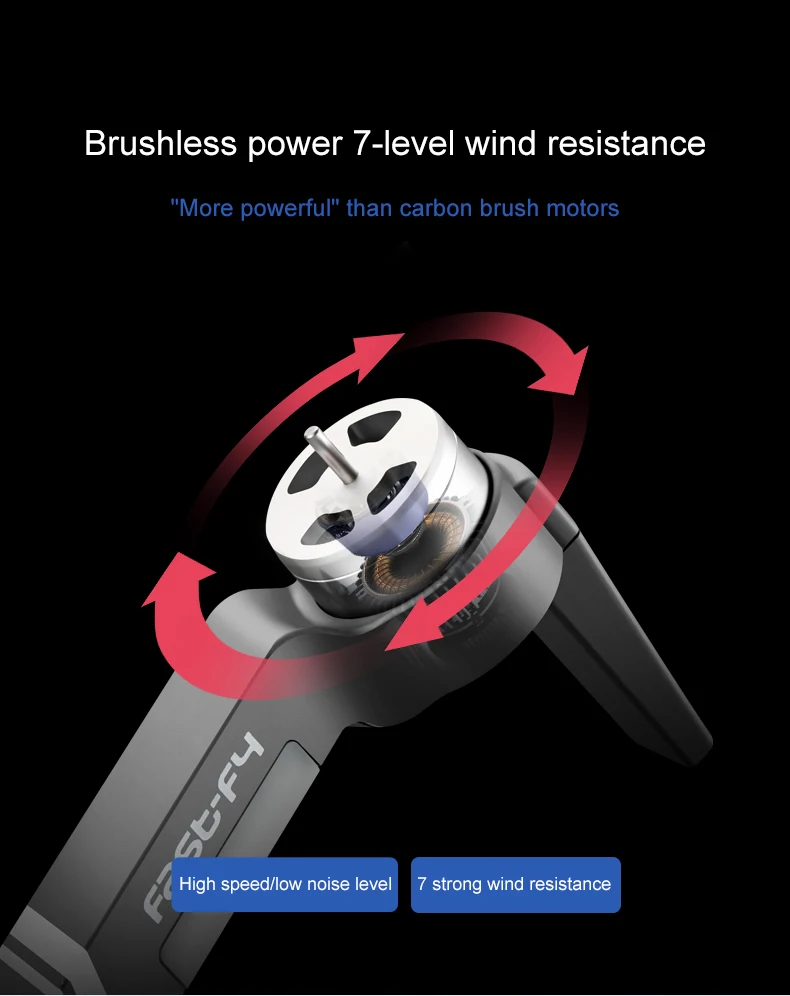 F4 Drone, Brushless power 7-level wind resistance "More powerful" than carbon brush motors