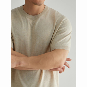 亚麻混纺针织短袖t恤夏季新款休闲商务t恤男式打底衫 - Product Image 2