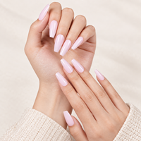 En gros, Faux ongles à presser longs forme cercueil, Rose laiteux, 32 pièces, en plastique ABS, étanches, pour nail art DIY