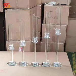 SMOOTH Clear Set of 3 Glass Candle Holder Stick Crystal Candelabra Glass Centerpieces for Wedding - Product Image 3
