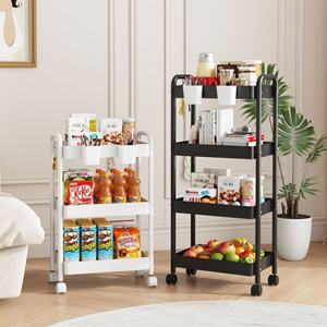 Chariot de rangement moderne à 3 niveaux en acier au carbone, robuste et multifonctionnel, chariot utilitaire mobile pour la <span class=keywords><strong>cuisine</strong></span>, les collations, le stockage des aliments, la maison - Product Image 6