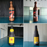 Bouteille de bière géante gonflable avec éclairage LED, impression publicitaire personnalisée, résistante à l'eau, durable pour la promotion d'événements en plein air, fête